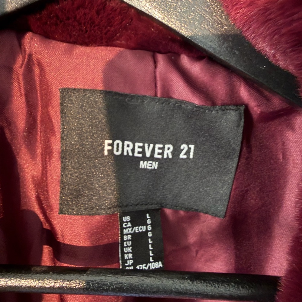 Forever 21 Burgundy Faux Fur Coat - Picture 3 of 3